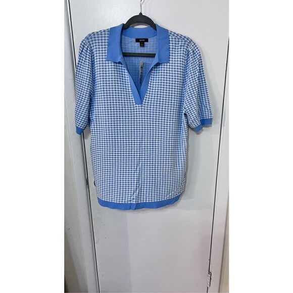 ALFANI GEOMETRIC PRINT POLO SWEATER TOP WOMENS SZ L NEW - Picture 1 of 9